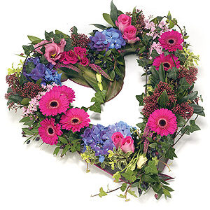 Loose Open Heart Cerise, Pink & Blue