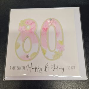 80th Birthday Card - Pink
