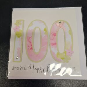 100th Birthday Card - Pink