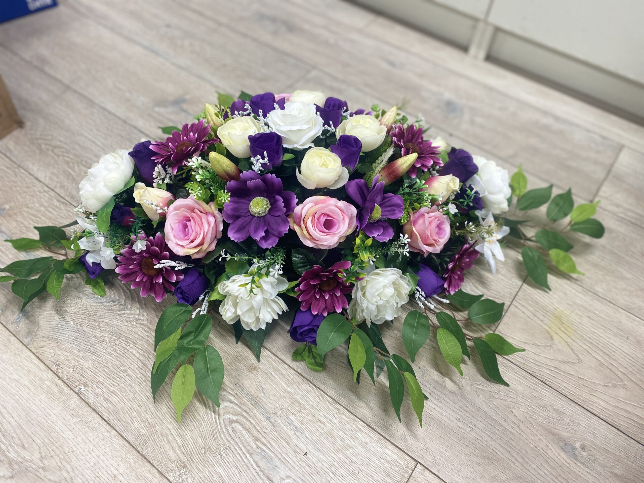 White and Purple Large Silk Spray