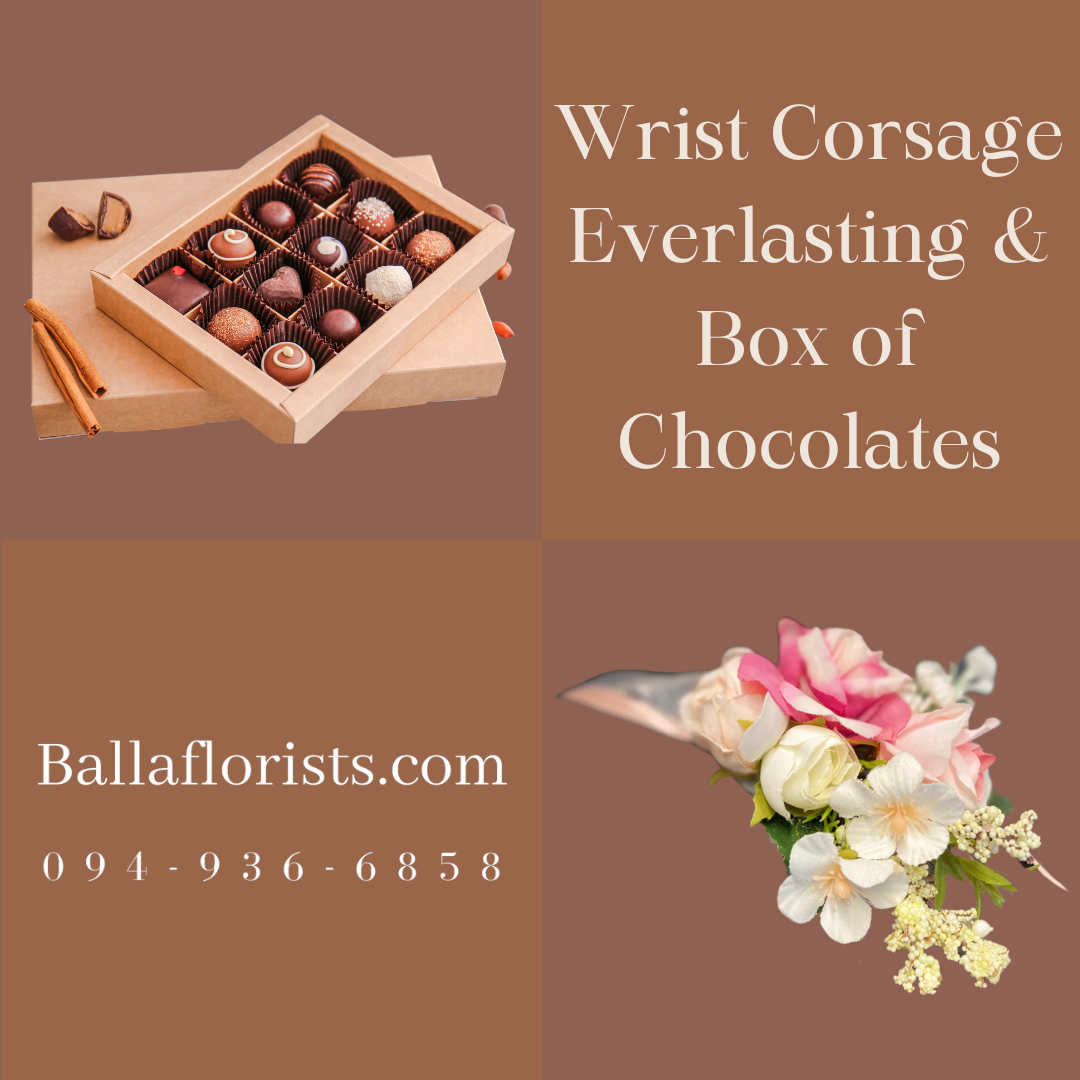 Wrist Corsage Everlasting and Box of Chocolates
