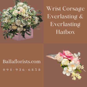 Wrist Corsage Everlasting and Everlasting Hatbox